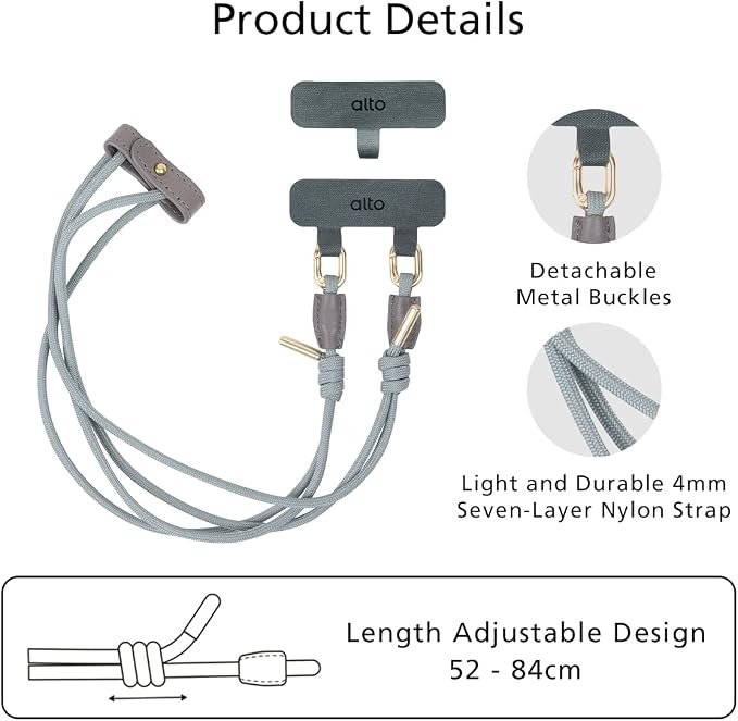 alto Crossbody Phone Lanyard: detachable patch, nylon strap - Image 4