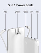 Alongza Portable Charger Built-in Cables and AC Wall Plug, Slim Fast Charging - Image 4
