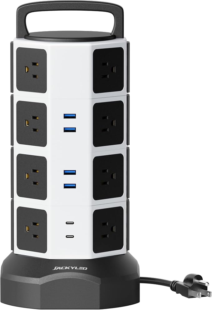 Power Strip Tower Surge Protector by JACKYLED