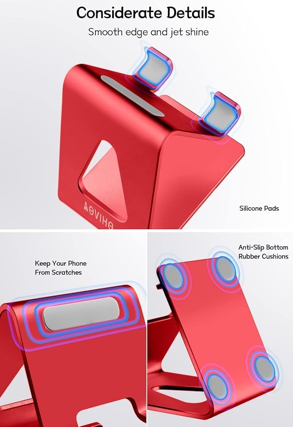 Desk Cell Phone Stand, Phone Holder, Aluminum Mobile Phone Cradle Dock - Image 3