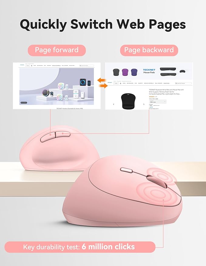 TECKNET Ergonomic Mouse, 4800 DPI Wireless Vertical Mouse, 5 Adjustable DPI - Image 4