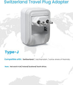 2 Pack Switzerland Travel Plug Adapter, VINTAR Foldable Type J Adapter - Image 3