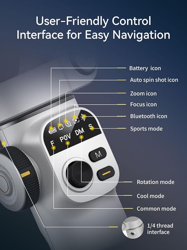 Gimbal Stabilizer for iPhone w/RGB Magnetic Fill Light, Foldable Gimbal w/7.8' - Image 8