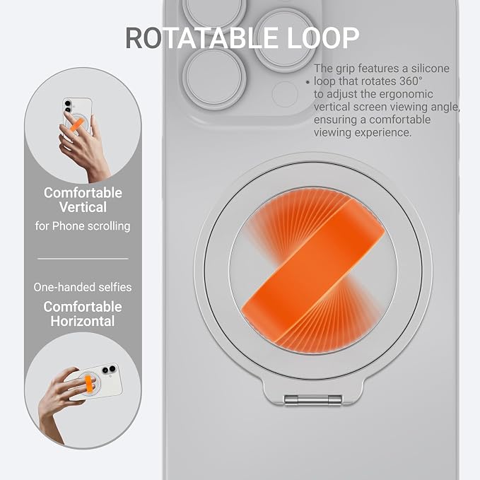 Grat 3 Upgraded Magnetic Phone Grip Stand, 360° Rotatable Silicone Strap Phone - Image 3