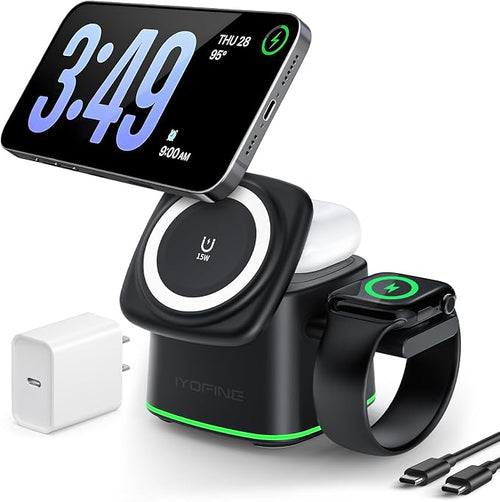 3 in 1 Charging Station for Apple Devices, Charger Stand for MagSafe, Qi2 15W by Eyetoeyecamwebcam