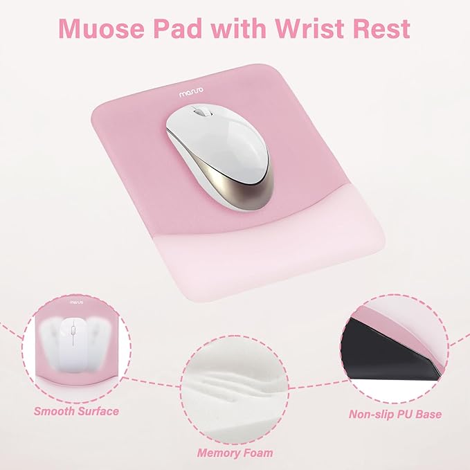 MOSISO Wrist Rest Support for Mouse Pad&Keyboard Set, Rectangular Ergonomic - Image 3
