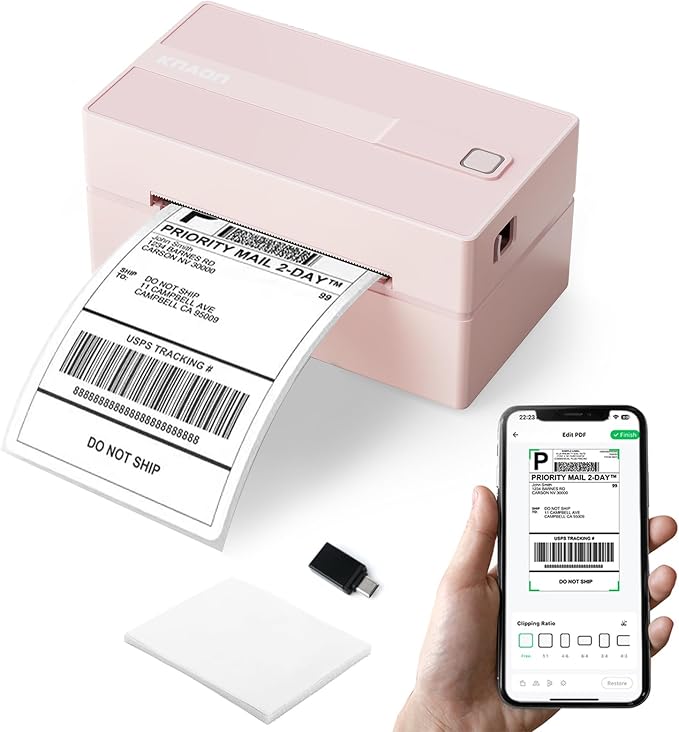 Bluetooth Thermal Label Printer, 4x6 Portable Thermal Shipping Label Printer by KNAON