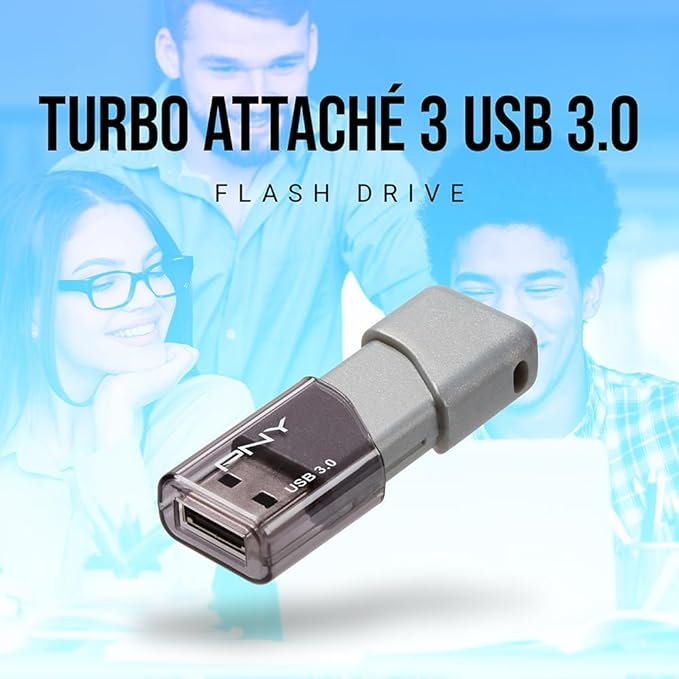 PNY 256GB Turbo Attaché 3 USB 3.0 Flash Drive 3-Pack – Grey, P-FD256X3TBOP-MP - Image 5