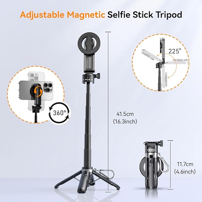 Magnetic Selfie Stick for iPhone, 4 in 1 Multifunctional Portable Selfie Sticks - Image 3