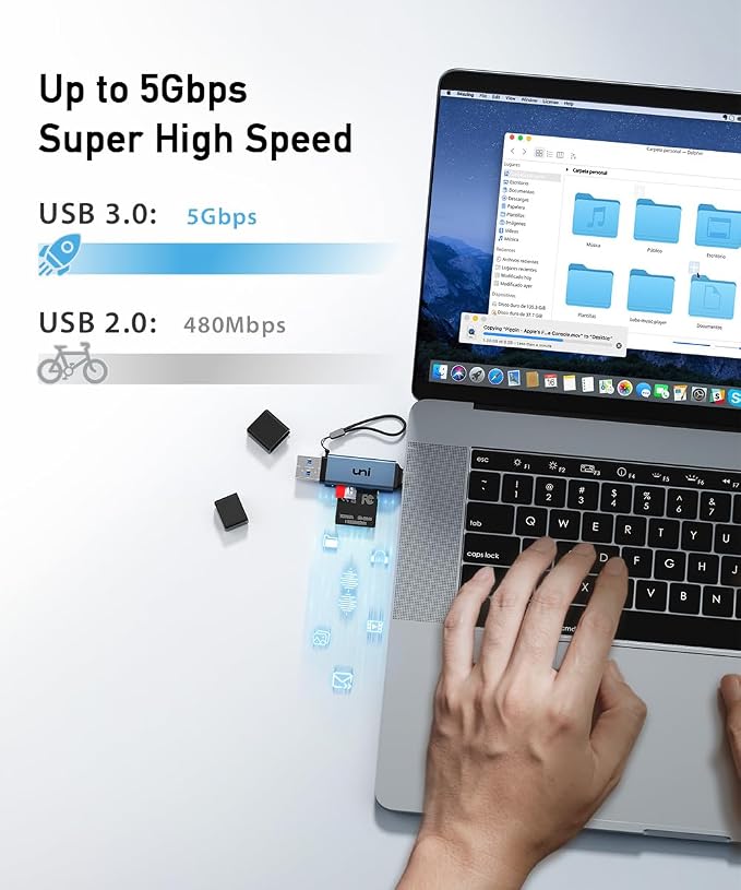 SD Card Reader, uni High-Speed USB C to Micro SD Card Adapter USB 3.0 Dual Slots - Image 2