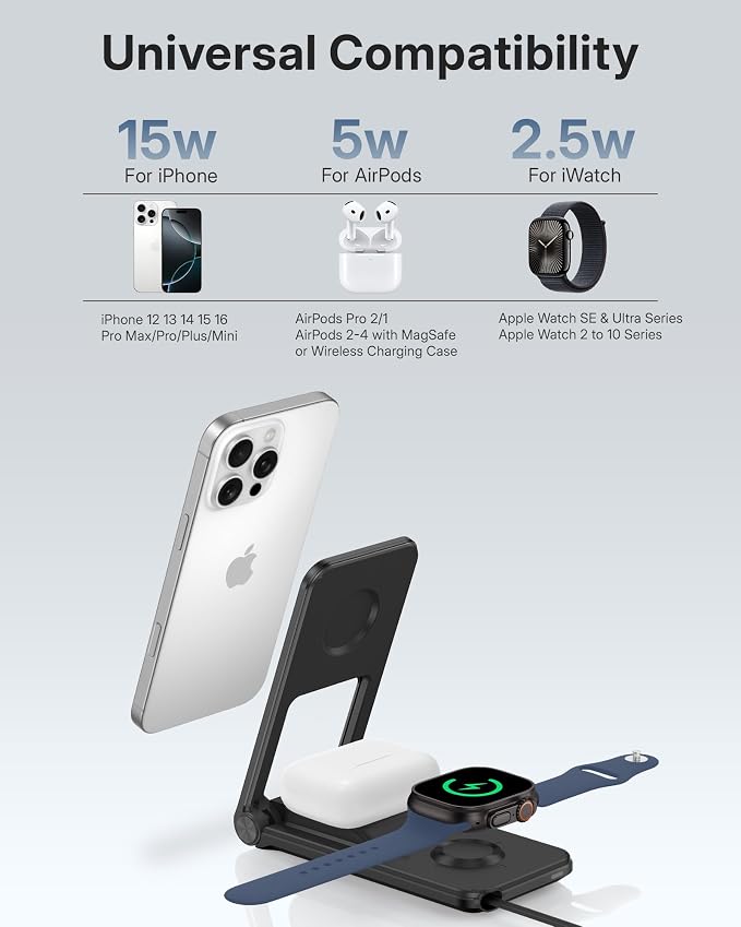 3 in 1 Charging Station for Apple Devices, Magnetic Wireless Charger Stand - Image 5