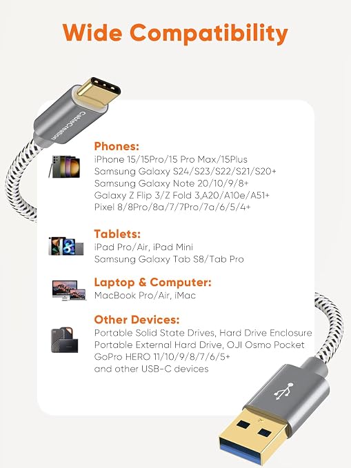CableCreation USB A to USB C Cable 5FT, 10Gbps USB C to A USB 3.2 3.1 C Data - Image 7
