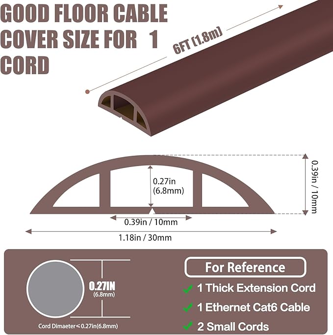 Floor Cord Covers for Wires 6FT Cable Hider Wire Cover Self Adhesive Cord Hider - Image 2