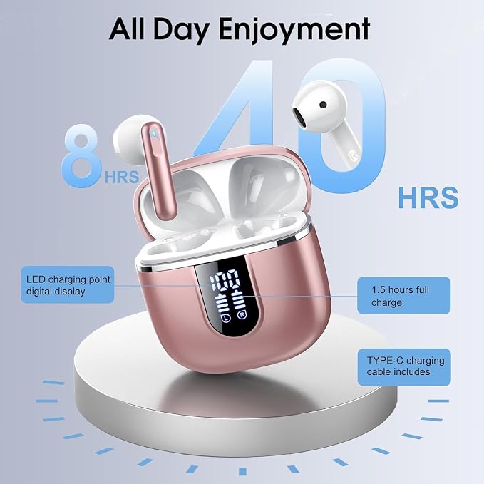 Wireless Earbuds, 40H Ultralight in-Ear Buds, IP7 Waterproof Earphones - Image 4