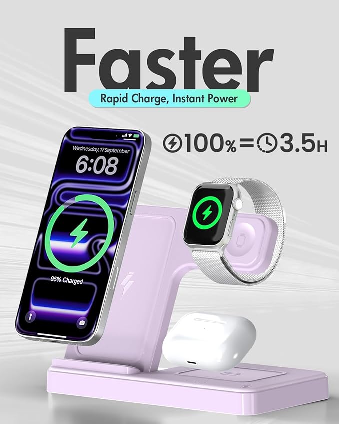 Wireless Charger Stand Charging Station: 3 in 1 Charger Multiple Devices - Image 5