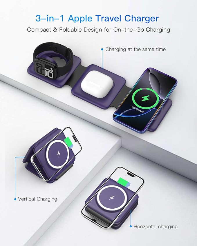 Charging Station for Mag Safe Apple - 3 in 1 Magnetic Foldable Wireless Charger - Image 3