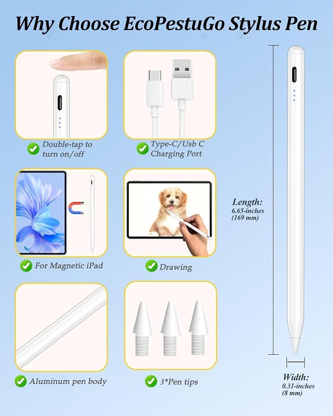 Stylus Pencil for Apple iPad 2018-2025 A16 11/10/9/8/7/6, iPad mini A17 Pro/6/5 - Image 8
