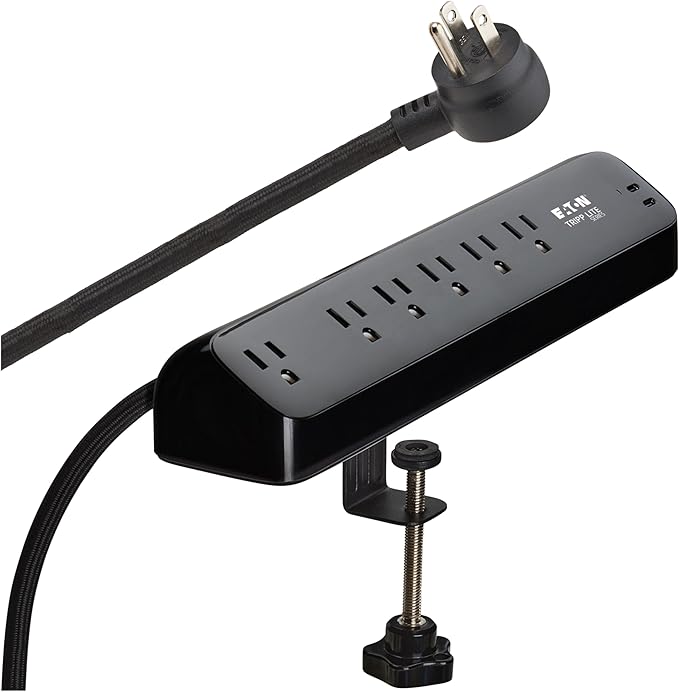 Eaton Tripp Lite series Desk Clamp Power Strip Surge Protector, 2x 30W USB-C by TrippLite