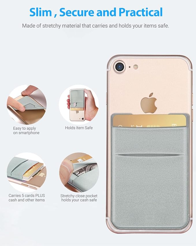2 Pack Stick On Wallet Sleeve Cell Phone Dual Pocket Card Holder Double Pocket - Image 4