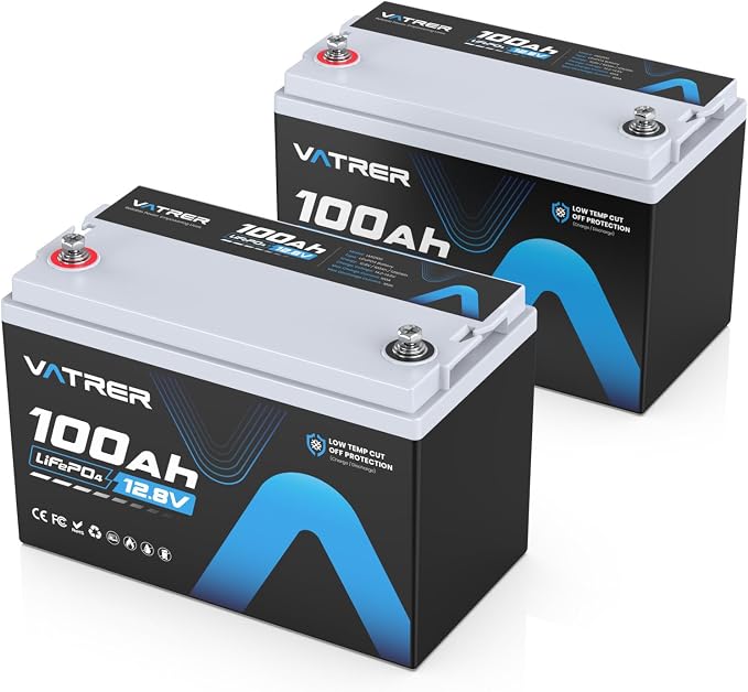 2Pack 12.8V 100AH Group 31 High/Low Temp Cutoff LiFePO4 Lithium Battery by VATRERPOWER
