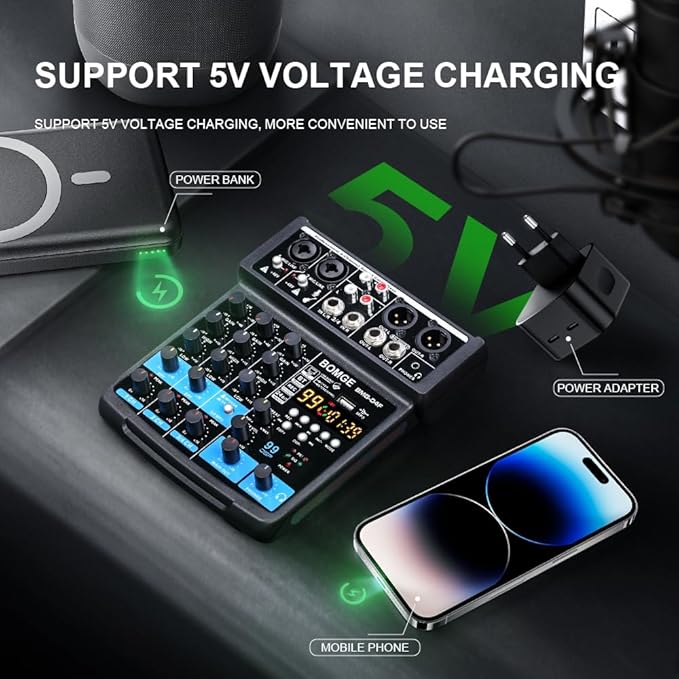 BOMGE 4 Channel mini DJ Audio Sound Mixer Interface - Image 6