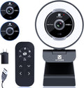 Zoomable Webcam with Remote Control, 1080P 60FPS Streaming with Ring Light and by Vitade