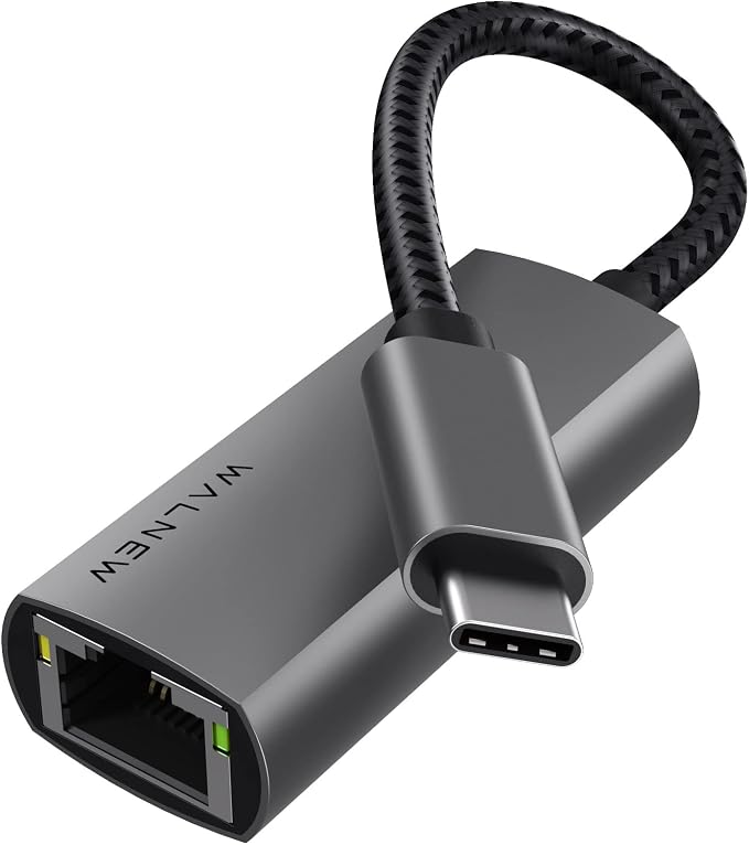 USB-C to Ethernet Adapter, WALNEW USBC to RJ45 Lan Adapter, Gigabit Cat Network by WALNEW