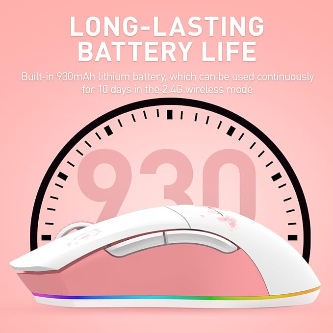 DAREU Sakura Pink Wireless Gaming Mouse - Image 7