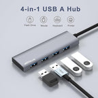 USB Hub, USB 3.0 Hub Aluminum Alloy Ultra Slim USB Splitter, Portable 4 Port - Image 3