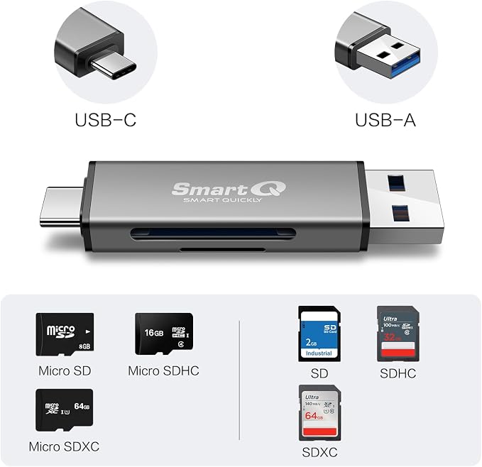 SmartQ C350 USB C sd card reader and USB 3.0 Super Speed Memory Card adapter - Image 2
