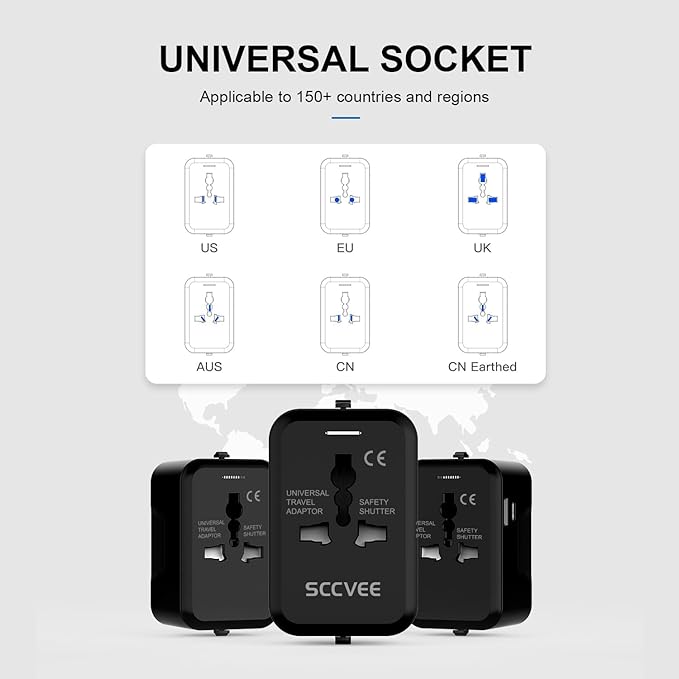 Universal Travel Adapter with USB C, International Power Plug Adapter All in - Image 2