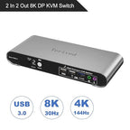 2 Port DP USB 3.0 Automatic KVM Switch Dual Monitor 4K@144Hz Two Computers Two - Image 2