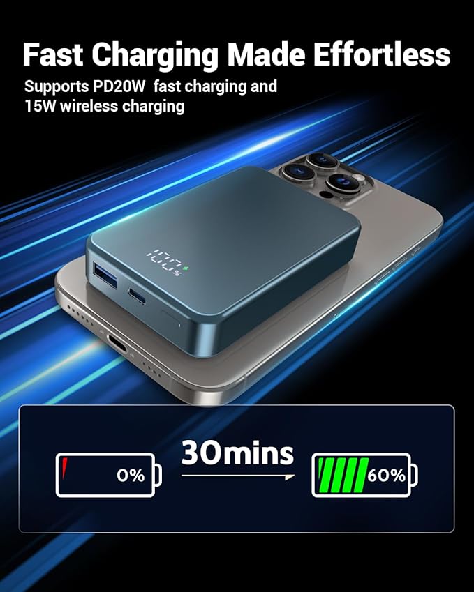 Magnetic Power Bank 26800mAh for Magsafe Portable Charger, Aluminum Alloy Large - Image 2