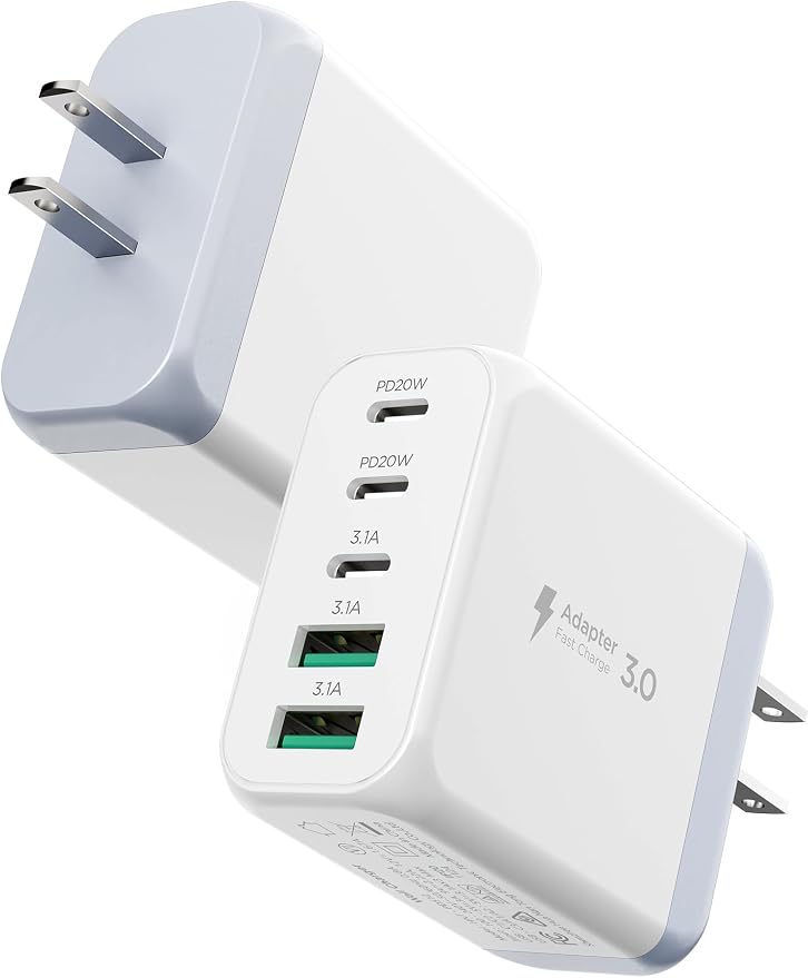 USB C Charger Block, EIZLXQ Type C Charger Fast Charging, 50W 5-Port USB Wall by EIZLXQ