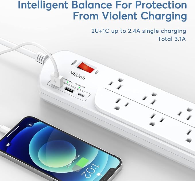 Long Power Strip, Heavy Duty Extension Cord - Image 5