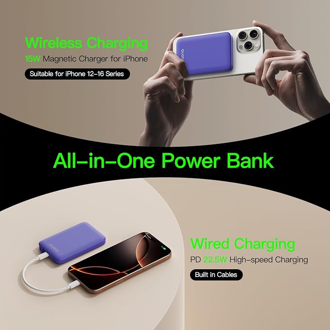 2025 Magnetic 15W Power Bank for iPhone, 5000mAh Magsafe Battery Pack - Image 3