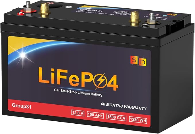 Lithium Car Battery Start-Stop GROUP 31 12.8V 100Ah 1500CCA LiFePO4 Automotive by SDULIBITILYlitiumbattery