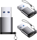 USB C Female to USB Male Adapter 3 Pack, OTG Converter, Type C to USB A Charger by QimKero