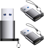 USB C Female to USB Male Adapter 3 Pack, OTG Converter, Type C to USB A Charger by QimKero