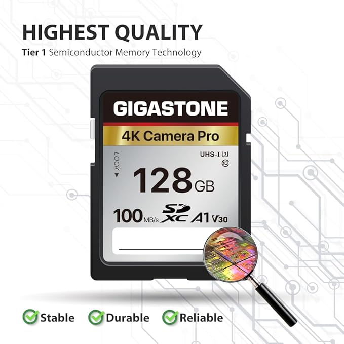 GIGASTONE 128GB SD Card 10-Pack, 4K Camera Pro, A1 V30 SDXC Memory Card 4K UHD - Image 7