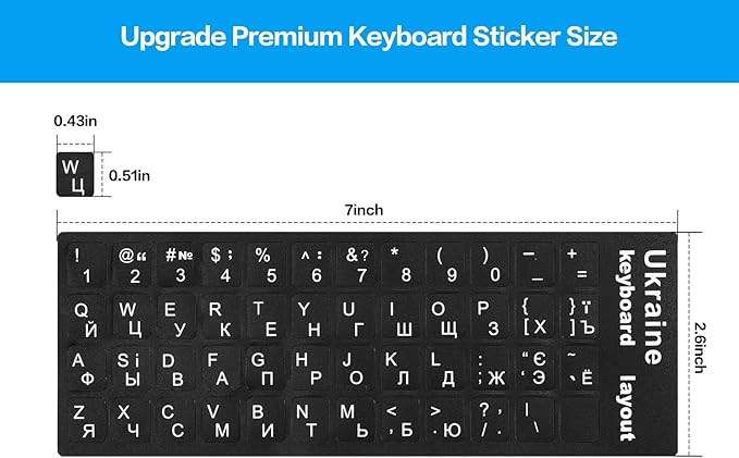 Ukrainian Keyboard Stickers, Ukraine Keyboard Letters Replacement Sticker - Image 6