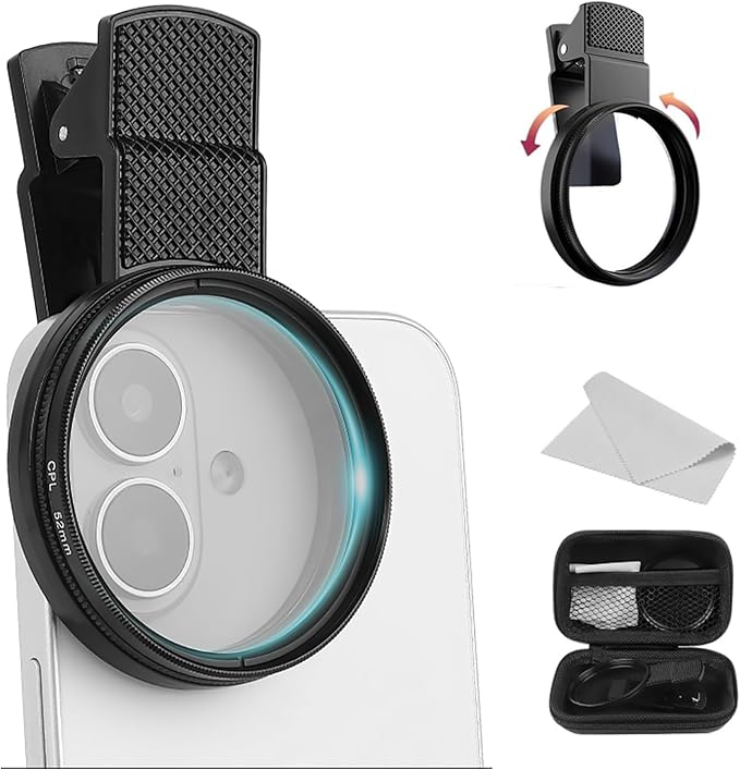 52mm Clip-on CPL Phone Camera Filter Kit, Circular Polarizer Filter, CPL by Unknown