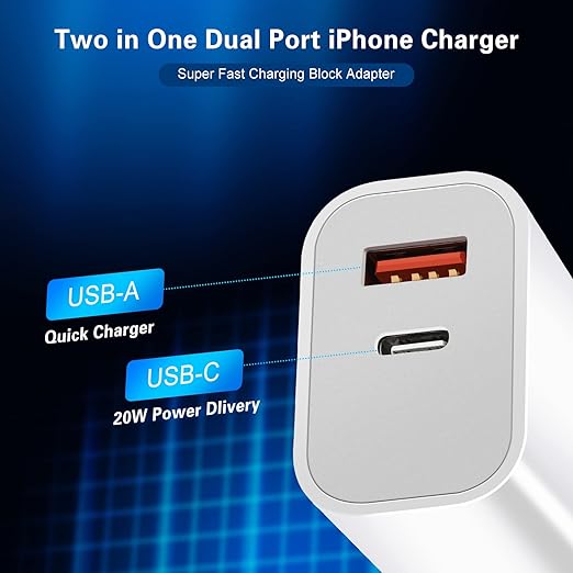 Fast Charger iPhone, Dual Port A/C Charging Adapter, Apple Charger Block 10FT - Image 5