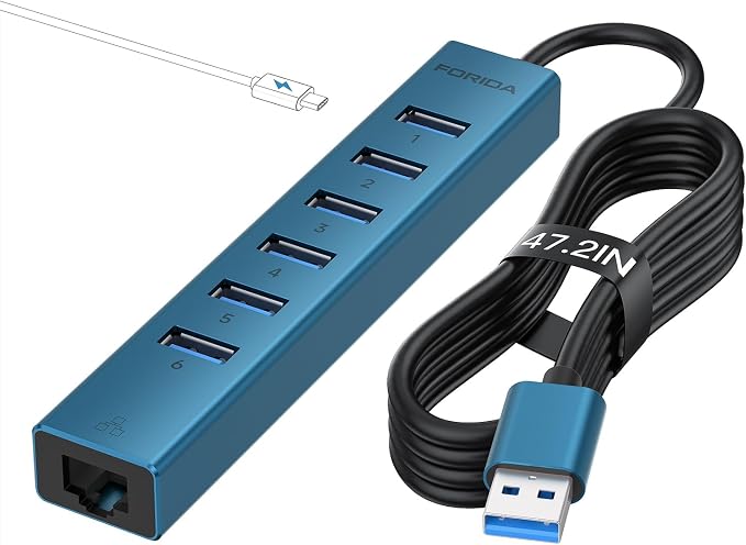 7 Ports USB 3.0 Hub, USB to Network HUB by FORIDA-Besttecforusbhubdockingstation