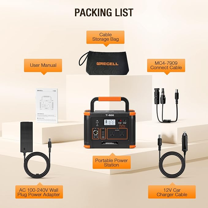 500W Portable Power Station, GRECELL Solar Generator 519Wh Lithium Battery - Image 9