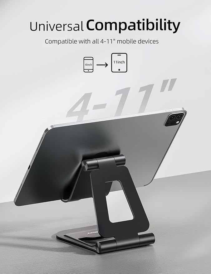 Nulaxy Aluminum Dual Foldable iPad Stand, Fully Adjustable Desktop Tablet Holder - Image 3