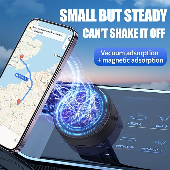 Electric Vacuum Magnetic Suction Phone Holder, 360° Rotation Suction Cup Phone - Image 3