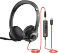 USB Headset with Mic for PC, On-Ear Computer Laptop Headphones with Noise by JIAMQISHI