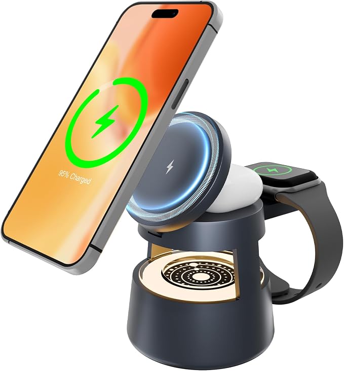 Wireless Charging Station for Magsafe: 4 in 1 Fast Charger Stand 15W by Unknown