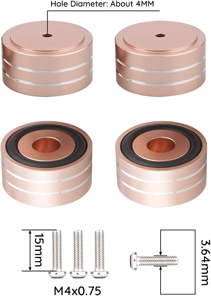 Audiocrast 4X HiFi Speaker Spikes Isolation Feet Pad, Aluminum 40x20mm - Image 5